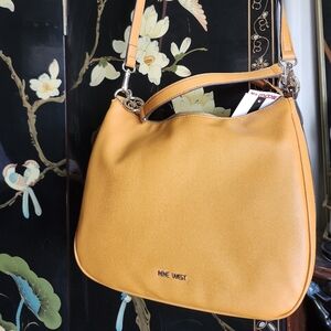Nine West Mustard Yellow Leather Hobo Bag